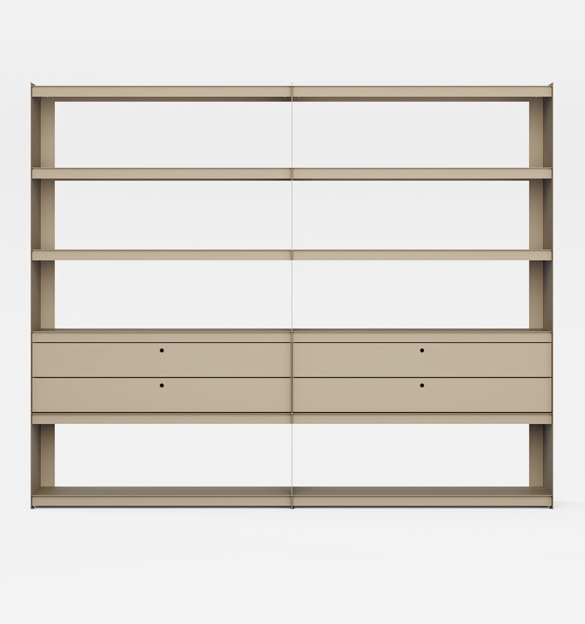 Plié Bookshelf Extension 4 Short Drawers Beige / 240 cm / 94 in