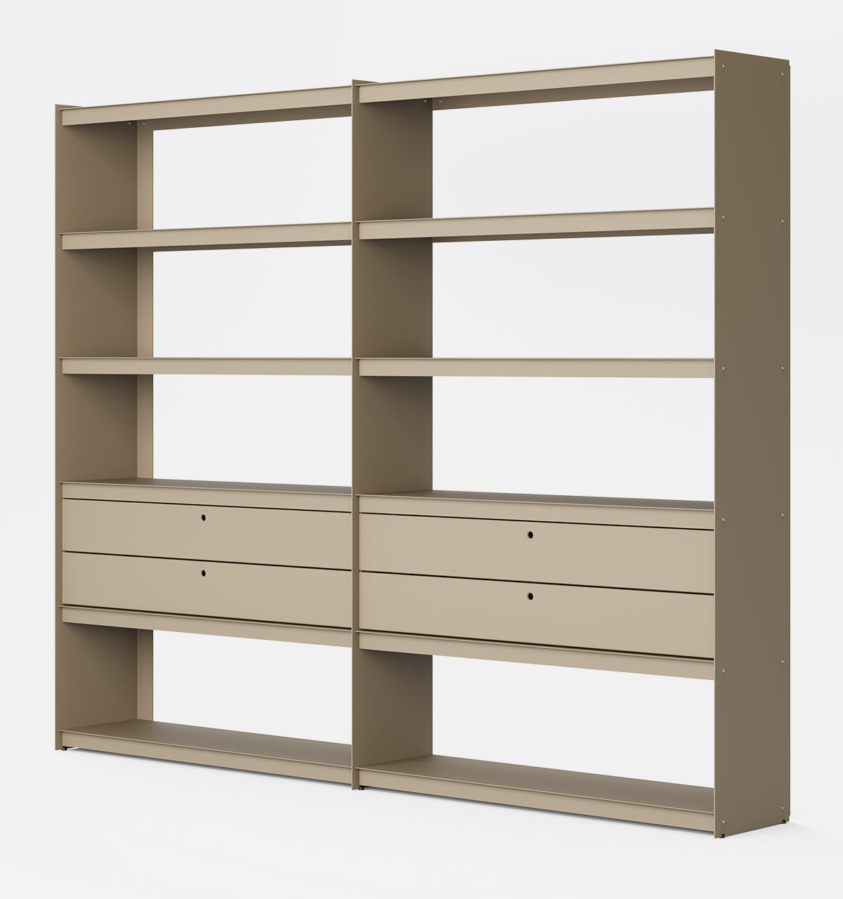 Plié Bookshelf Extension 4 Short Drawers Beige / 240 cm / 94 in