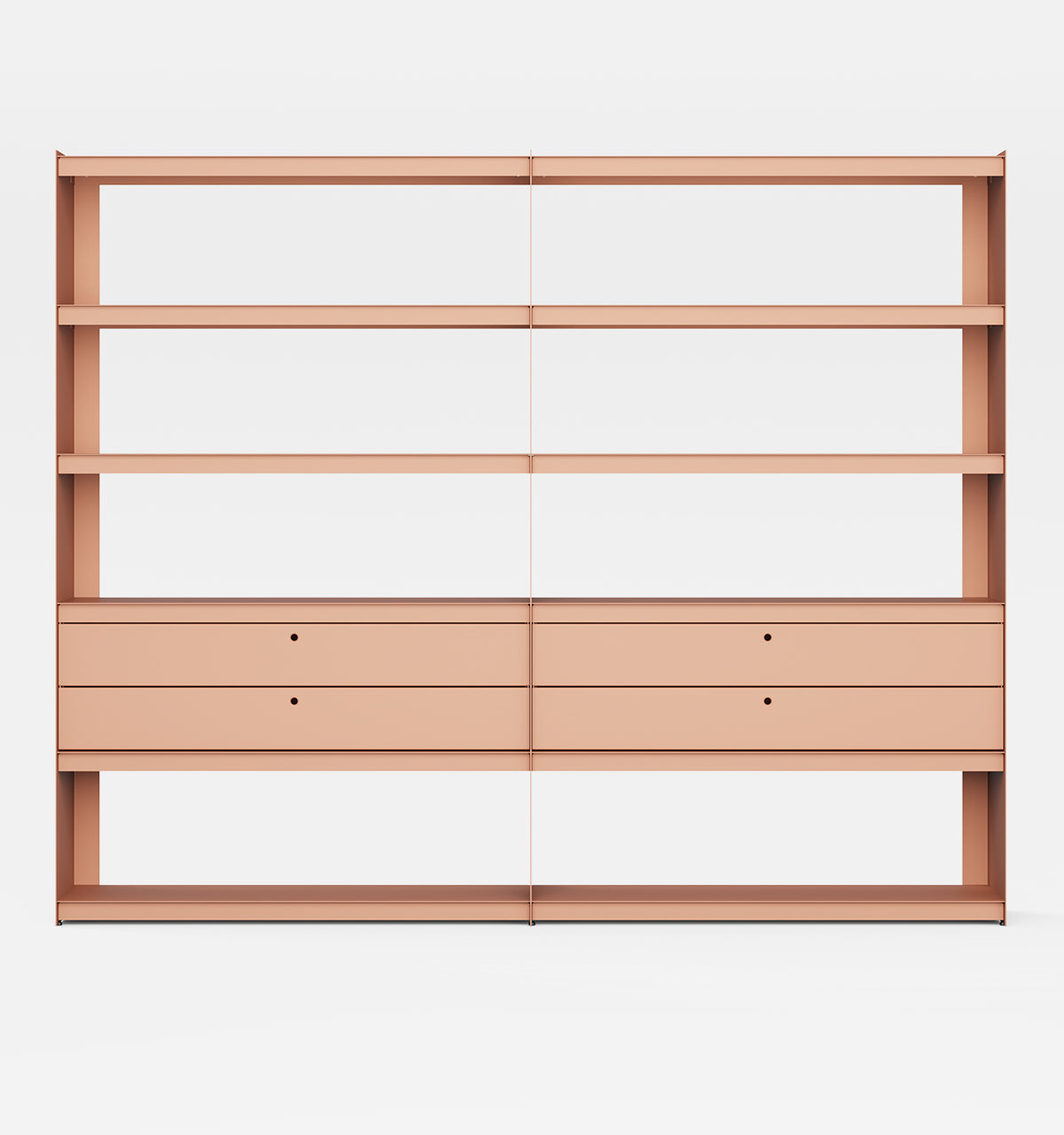Plié Bookshelf Extension 4 Short Drawers Coral / 240 cm / 94 in