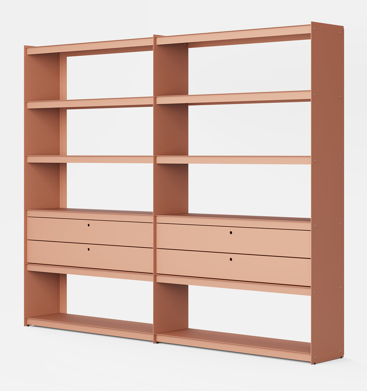 Plié Bookshelf Extension 4 Short Drawers Coral / 240 cm / 94 in
