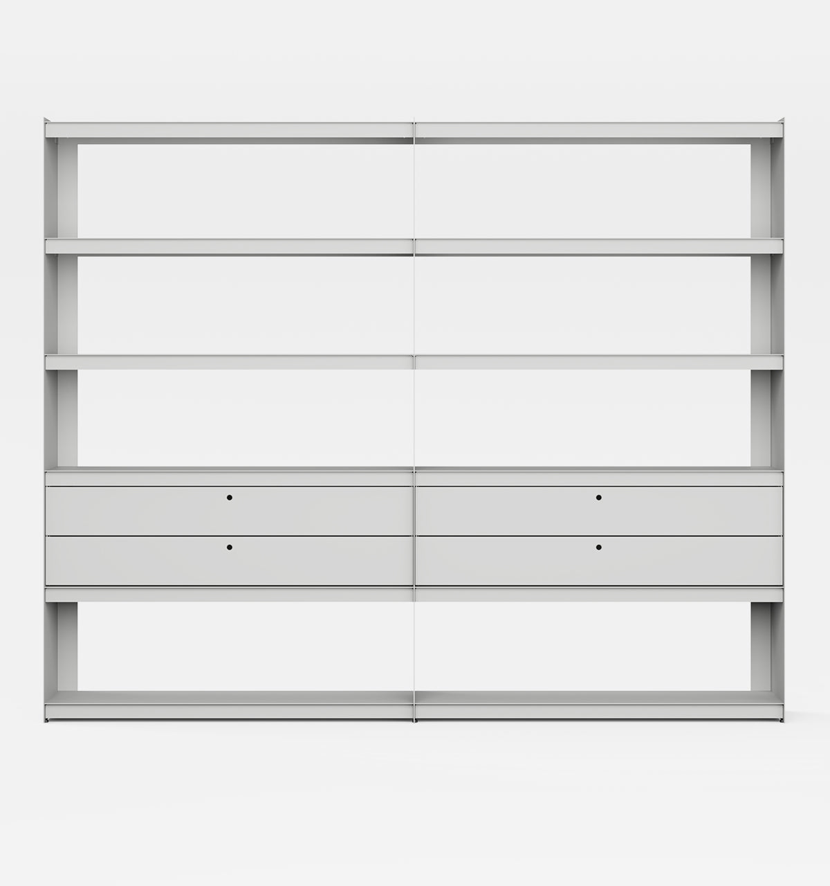 Plié Bookshelf Extension 4 Short Drawers Light Grey / 240 cm / 94 in