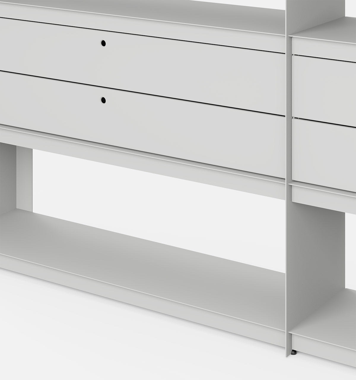 Plié Bookshelf Extension 4 Short Drawers Light Grey / 240 cm / 94 in