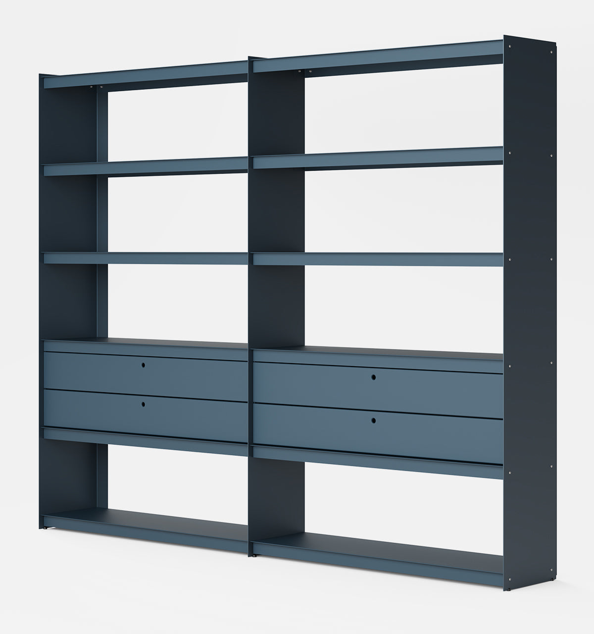 Plié Bookshelf Extension 4 Short Drawers Midnight Blue / 240 cm / 94 in
