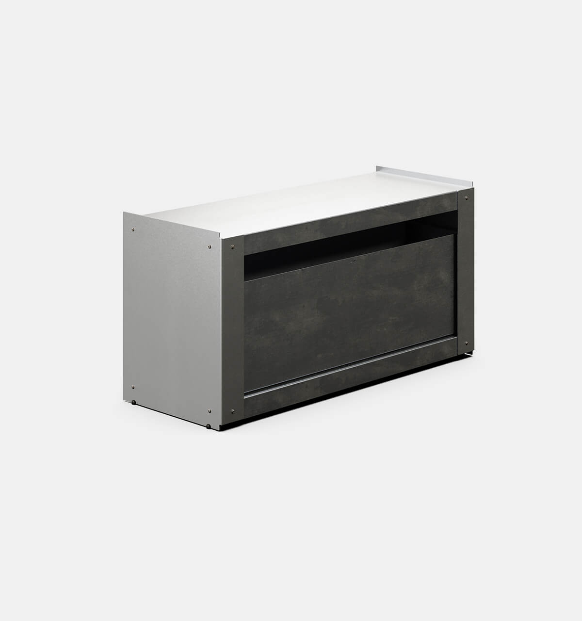 Plié Floor Unit 1 Tall Drawer Brushed Aluminium / 90 cm / 35 in