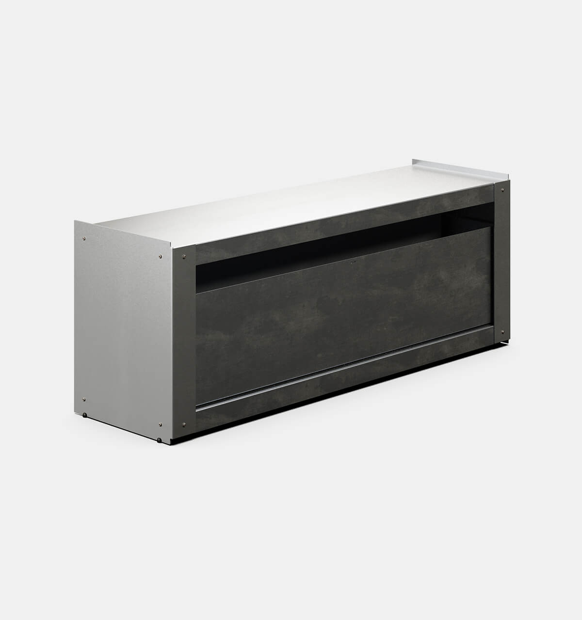 Plié Floor Unit 1 Tall Drawer Brushed Aluminium / 120 cm / 47 in
