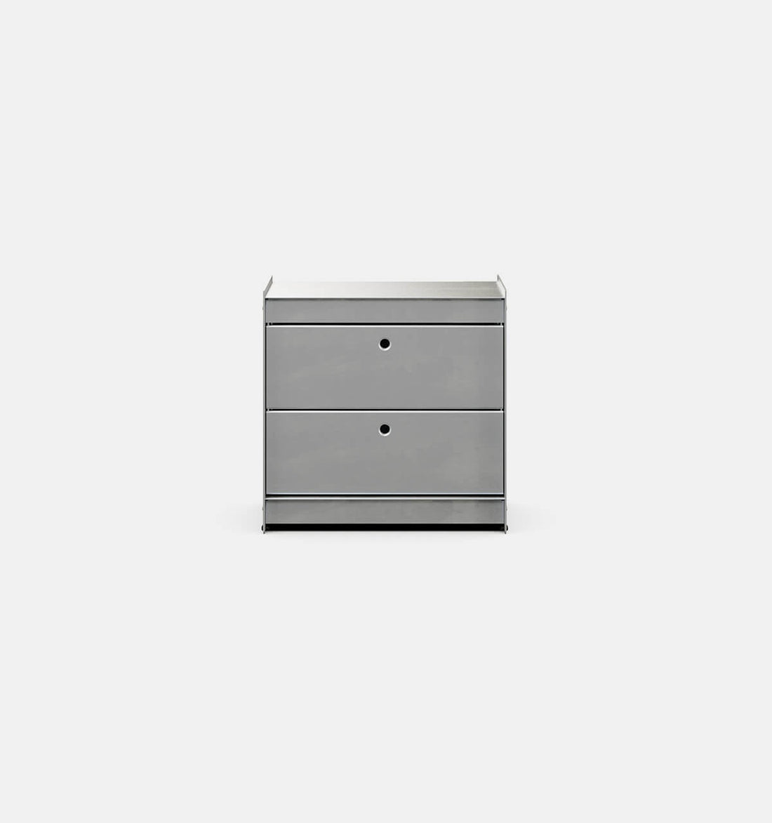 Plié Side Table 2 Short Drawers Brushed Aluminium / 45 cm
