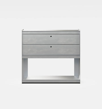 Plié Sideboard 2 Short Drawers 90 cm / 35 in / Brushed Aluminium