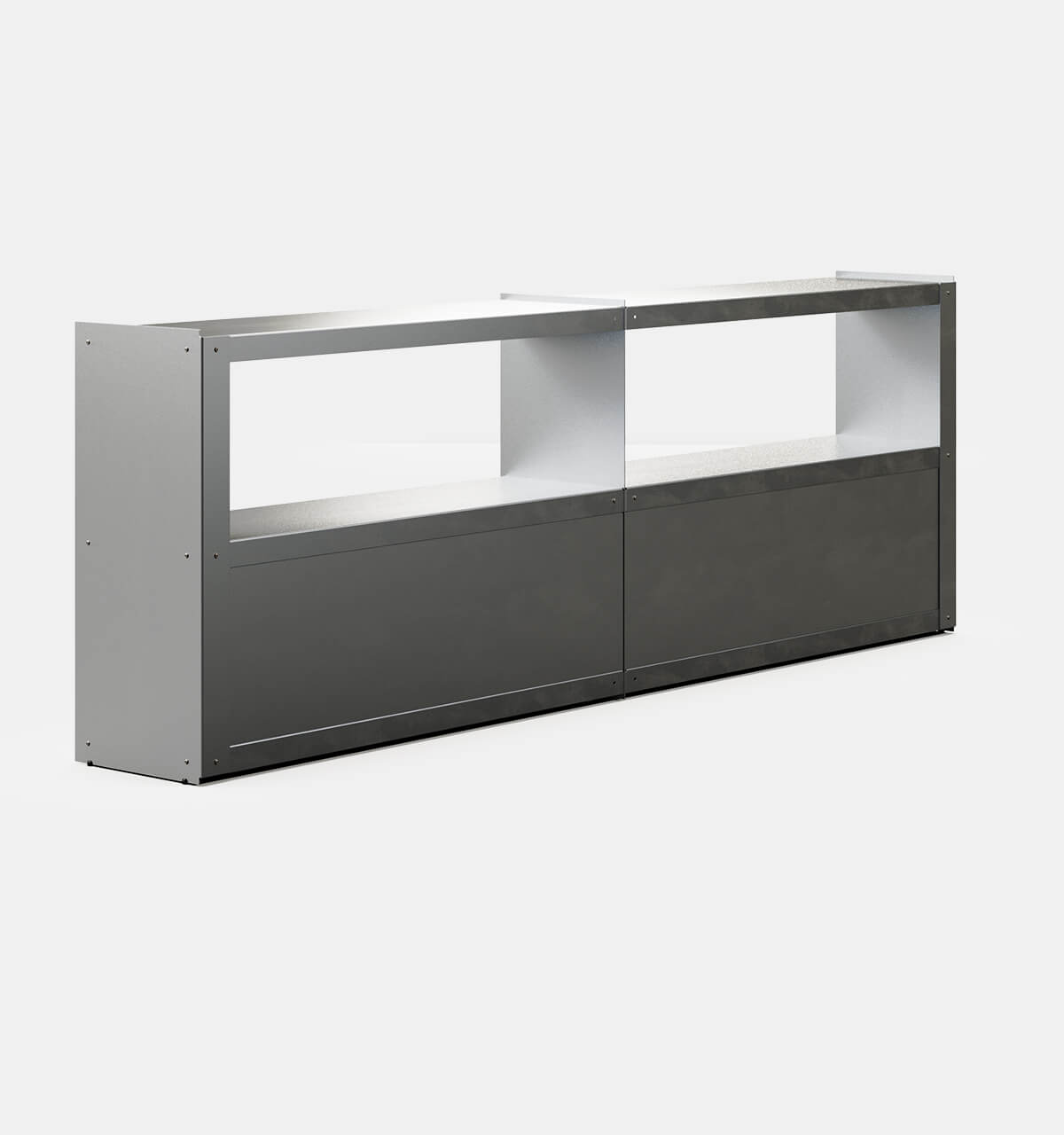 Plié Sideboard Extension 4 Doors 240 cm / 94 in / Brushed Aluminium