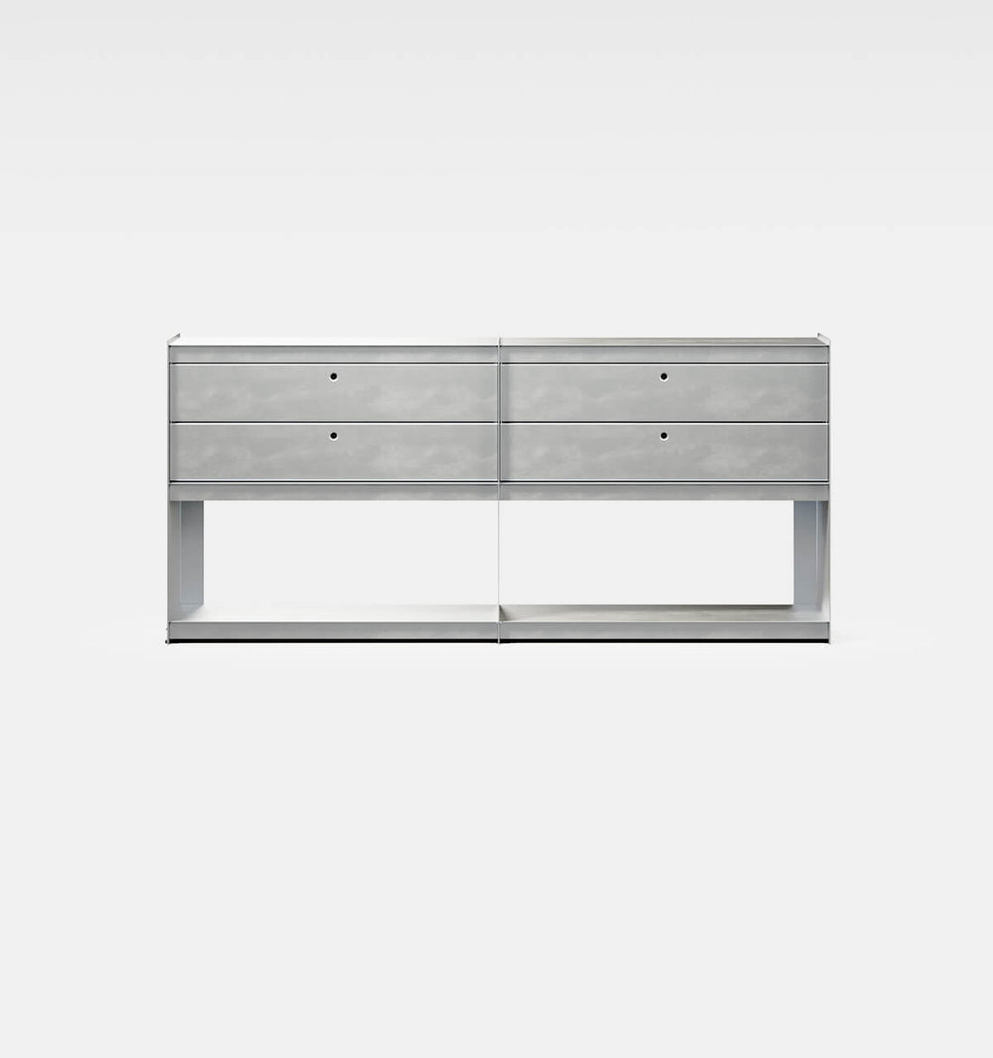 Plié Sideboard Extension 4 Short Drawers Brushed Aluminium / 180 cm / 71 in