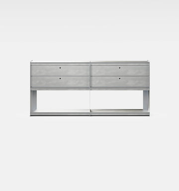 Plié Sideboard Extension 4 Short Drawers Brushed Aluminium / 180 cm / 71 in