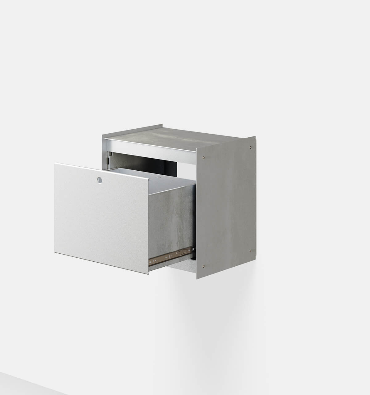 Plié Wall Unit 1 Tall Drawer 45 cm / 17.7 in / Brushed Aluminium