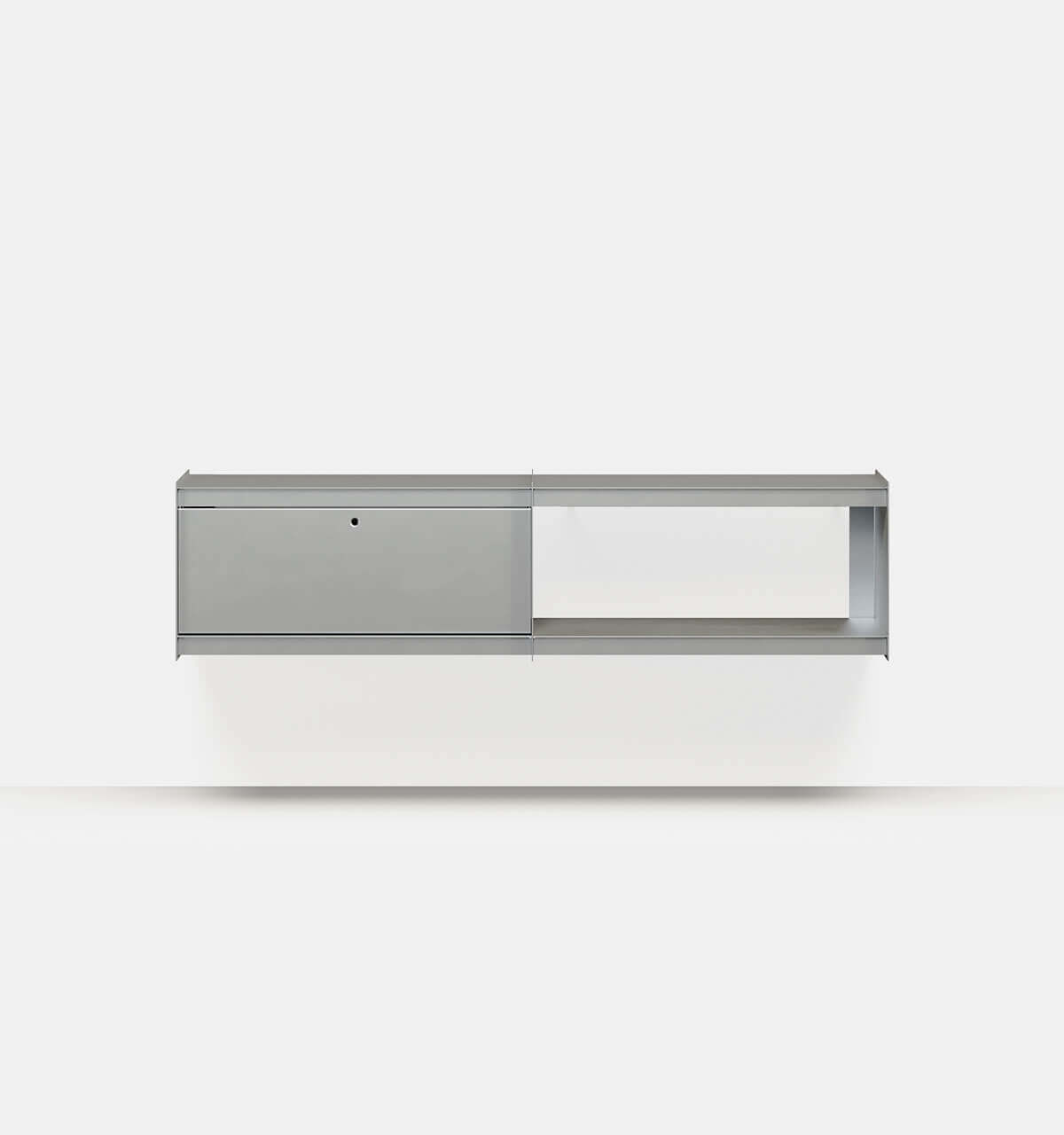 Plié Wall Unit Extension 1 Tall Drawer 180 cm / 71 in / Brushed Aluminium