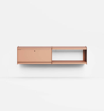 Plié Wall Unit Extension 1 Tall Drawer 180 cm / 71 in / Coral