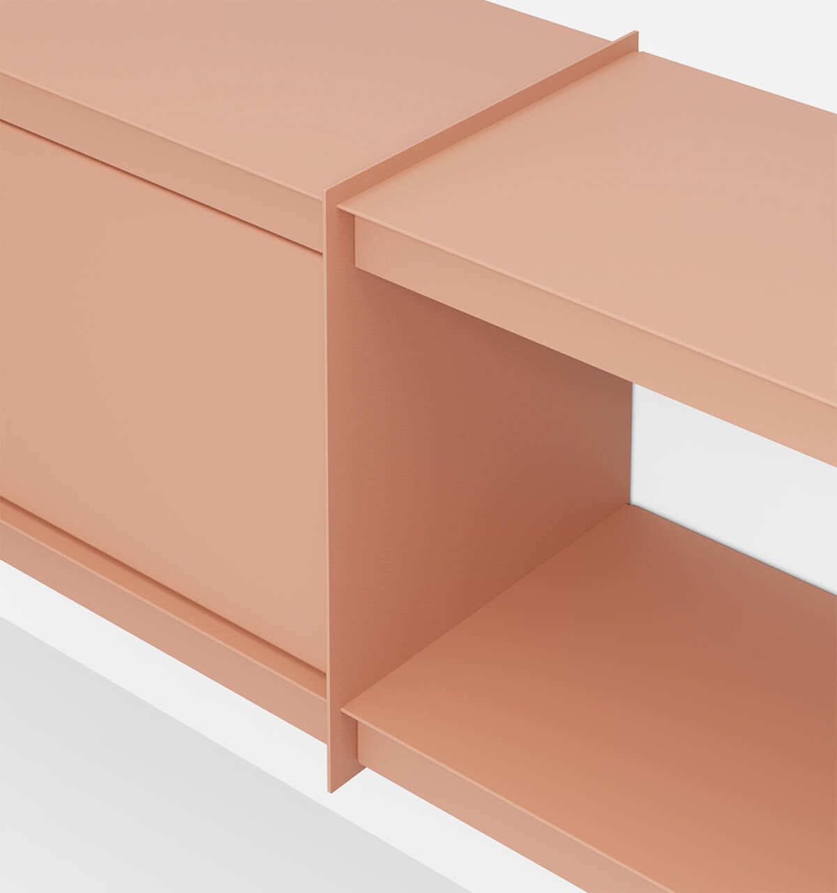 Plié Wall Unit Extension 1 Tall Drawer 180 cm / 71 in / Coral