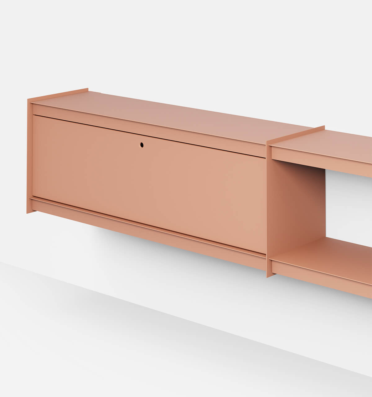 Plié Wall Unit Extension 1 Tall Drawer 240 cm / 94 in / Coral