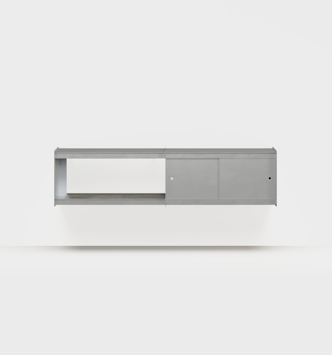 Plié Wall Unit Extension 2 Doors 180 cm / 71 in / Brushed Aluminium