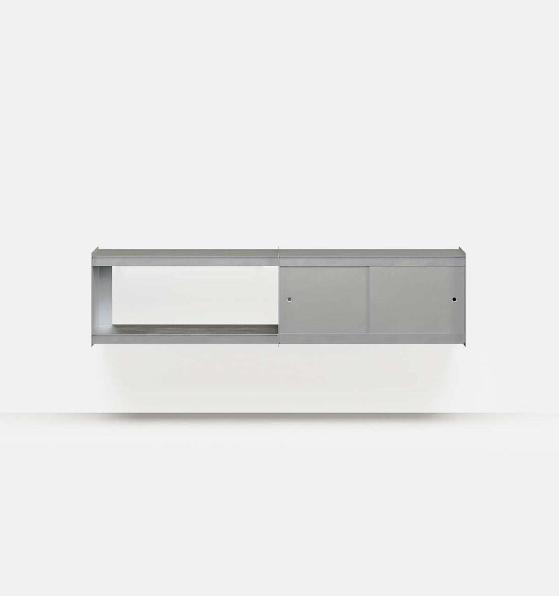 Plié Wall Unit Extension 2 Doors 180 cm / 71 in / Brushed Aluminium