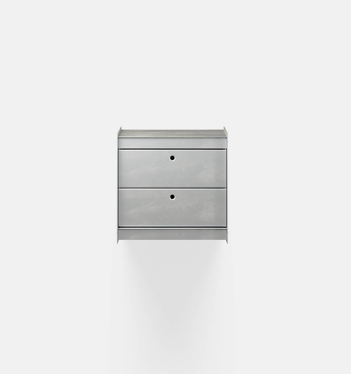Plié Wall Unit 2 Short Drawers 45 cm / 17.7 in / Brushed Aluminium