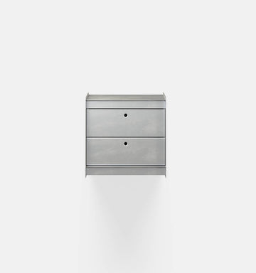 Plié Wall Unit 2 Short Drawers 45 cm / 17.7 in / Brushed Aluminium