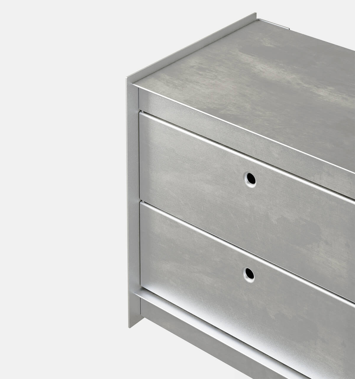 Plié Wall Unit 2 Short Drawers 45 cm / 17.7 in / Brushed Aluminium