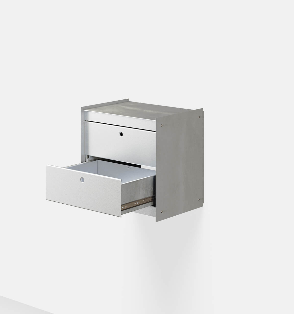 Plié Wall Unit 2 Short Drawers 45 cm / 17.7 in / Brushed Aluminium