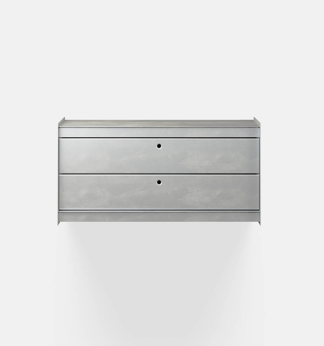 Plié Wall Unit 2 Short Drawers 90 cm / 35 in / Brushed Aluminium