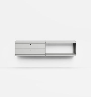 Plié Wall Unit Extension 2 Short Drawers 180 cm / 71 in / Light Grey