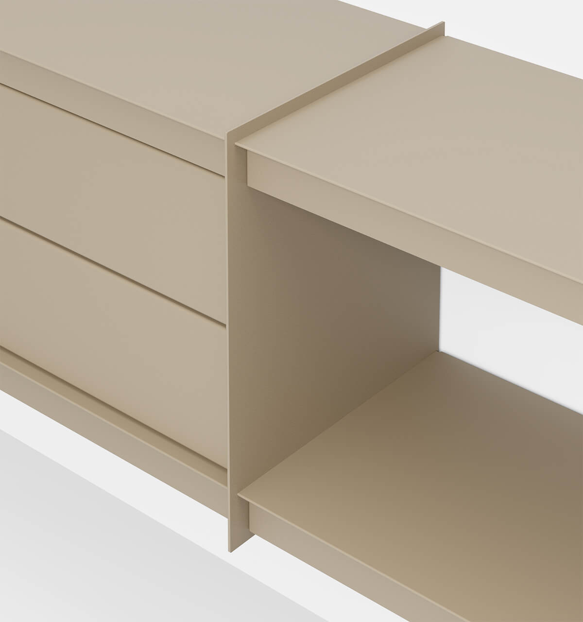 Plié Wall Unit Extension 2 Short Drawers 240 cm / 94 in / Beige