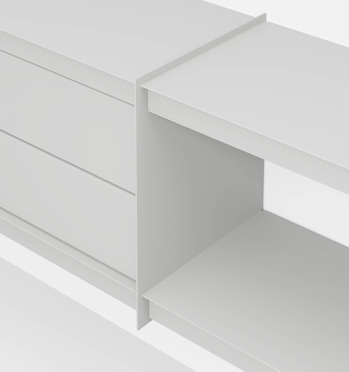 Plié Wall Unit Extension 2 Short Drawers 240 cm / 94 in / Light Grey