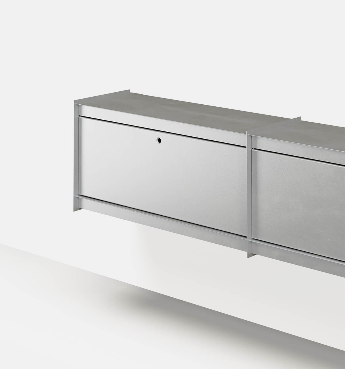 Plié Wall Unit Extension 2 Tall Drawers 180 cm / 71 in / Brushed Aluminium