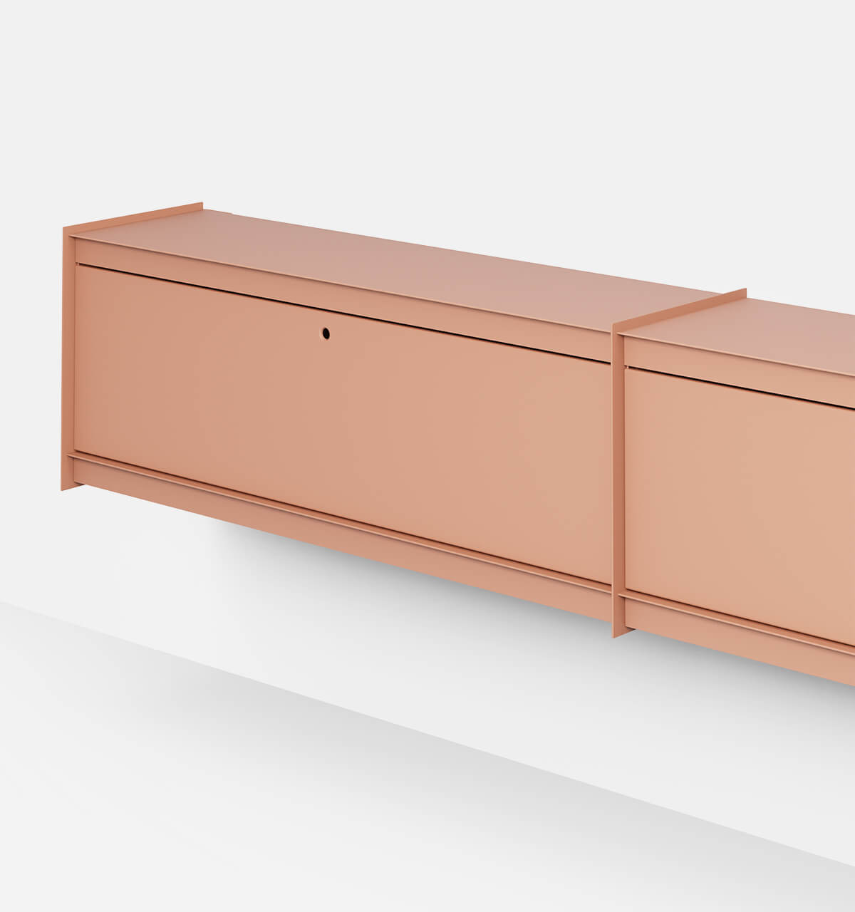 Plié Wall Unit Extension 2 Tall Drawers 240 cm / 94 in / Coral