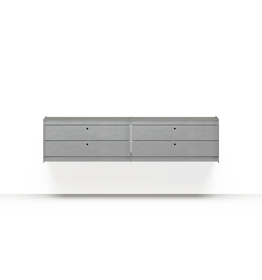 Plié Wall Unit Extension 4 Short Drawers 180 cm / 71 in / Brushed Aluminium