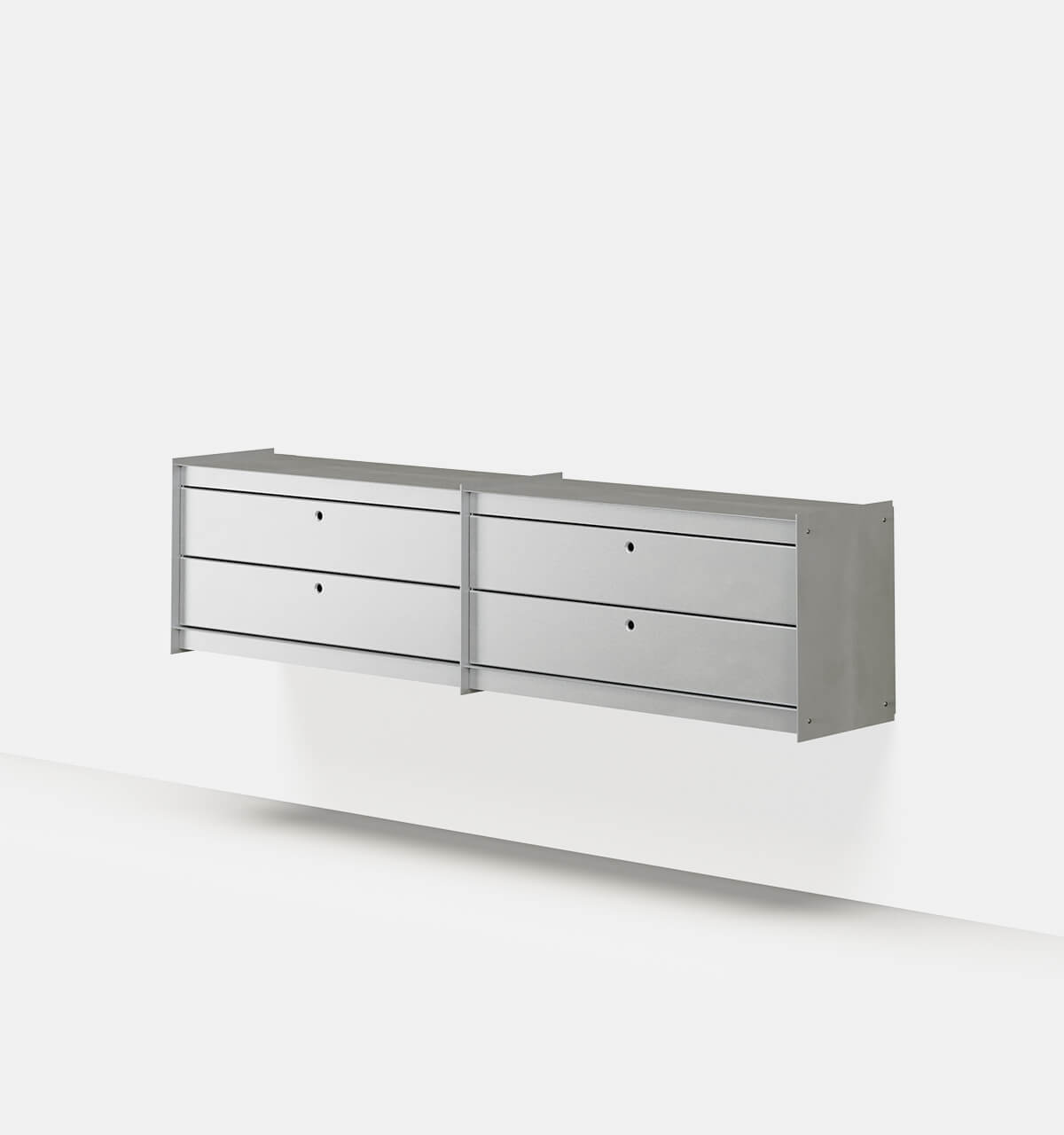 Plié Wall Unit Extension 4 Short Drawers Brushed Aluminium / 180 cm / 71 in