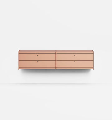 Plié Wall Unit Extension 4 Short Drawers Coral / 180 cm / 71 in