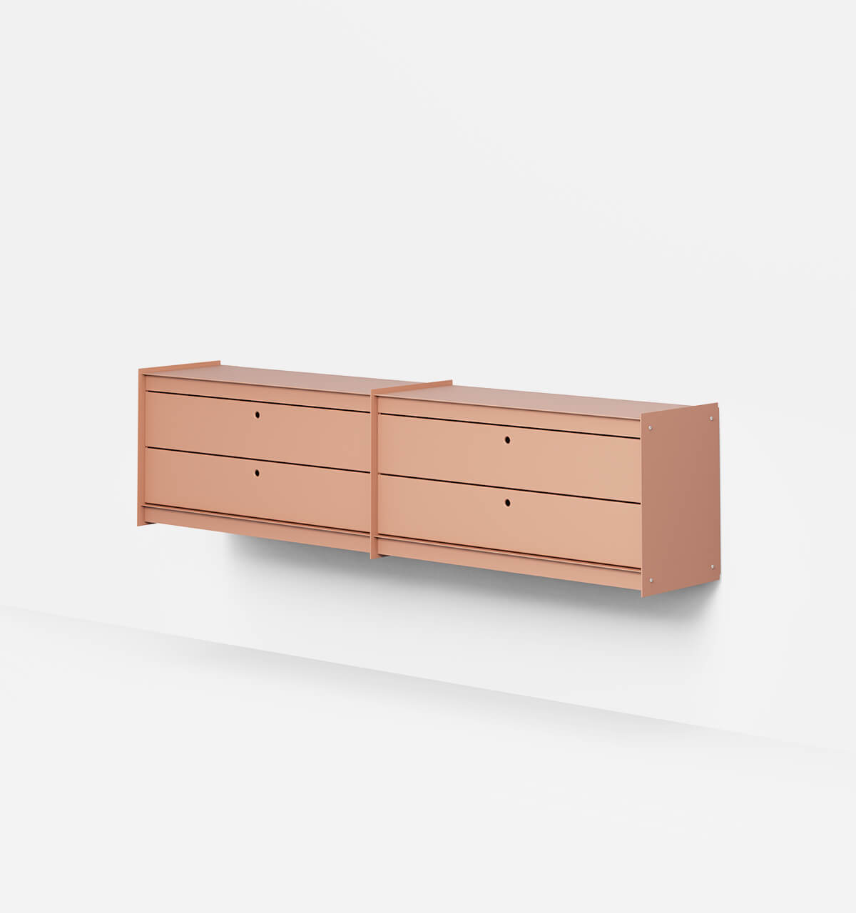 Plié Wall Unit Extension 4 Short Drawers Coral / 180 cm / 71 in