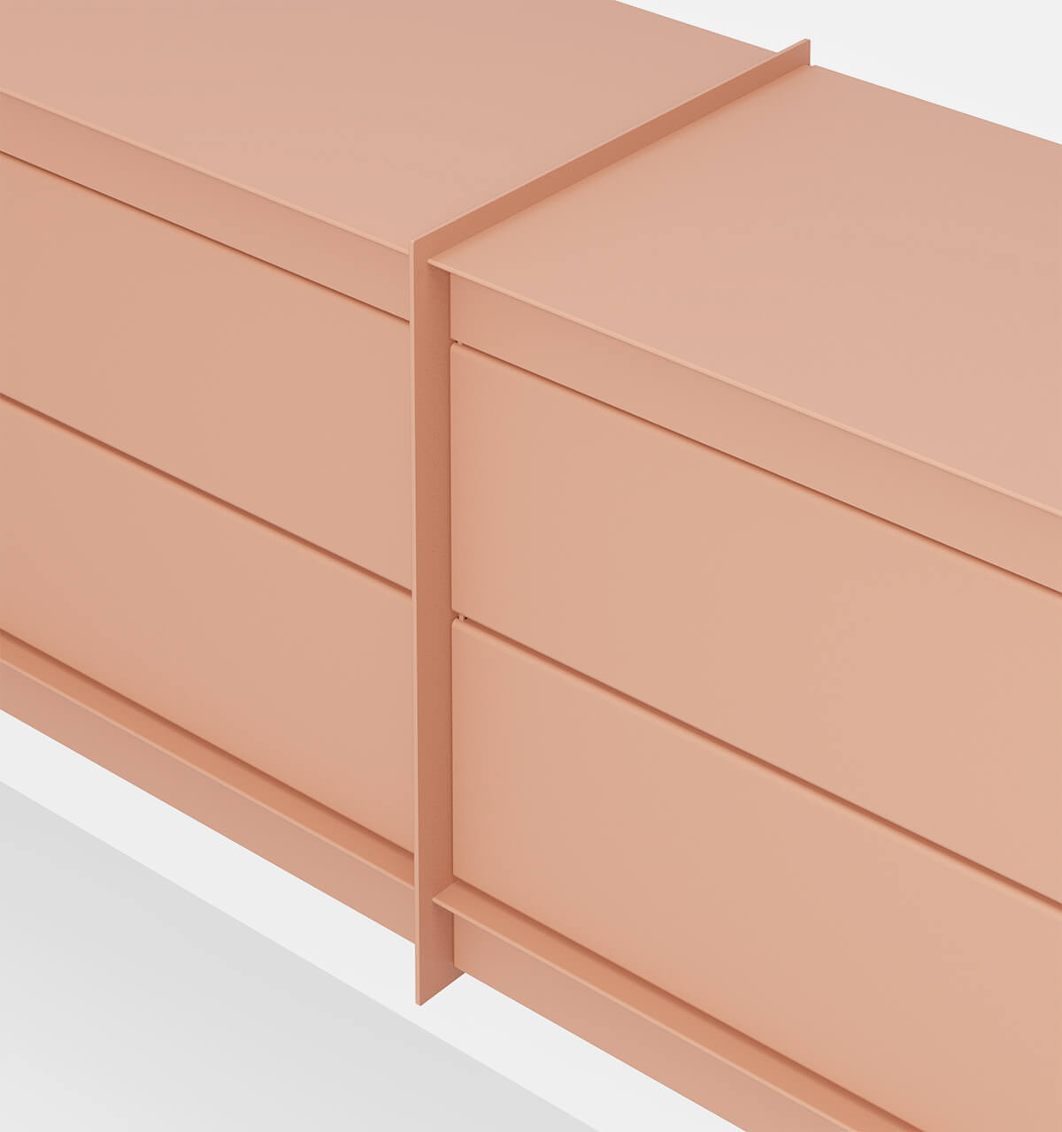 Plié Wall Unit Extension 4 Short Drawers Coral / 240 cm / 94 in